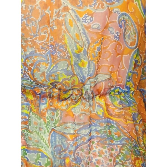 Lauren Ralph Lauren Cover-up Sz XS Midi Caftan Sheer Paisley Floral Multi $135 - Picture 6 of 16